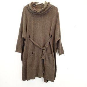 YOON Womens Wool Cashmere Brown Long Sweater Cardigan XS  Knit Cowl Neck‎